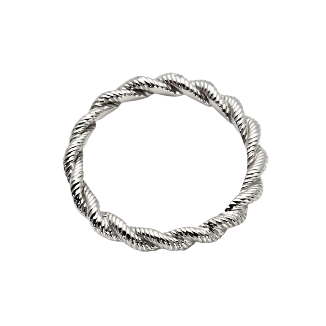 View of Twisted Rope Wedding Band or Stacking Ring, Unique Rope Style Woven Band | Rare Earth Jewelry