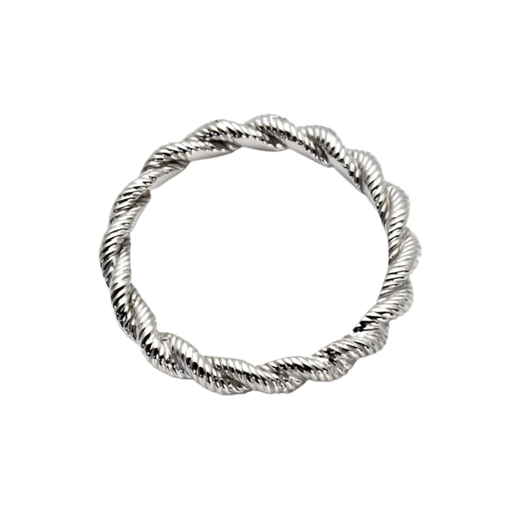 View of Twisted Rope Wedding Band or Stacking Ring, Unique Rope Style Woven Band | Rare Earth Jewelry