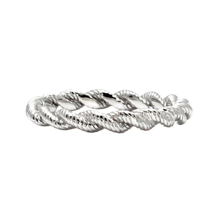 Rope Twist Wedding Ring or Eternity Band in White Gold, Rope Style Stacking Ring | Rare Earth Jewelry