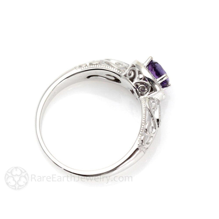 Vintage Amethyst Ring Art Deco Diamond Halo February Birthstone, Rare Earth Jewelry
