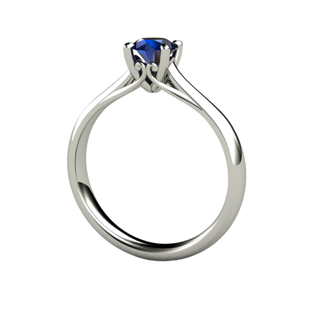 Vintage Style Round Blue Sapphire Engagement Ring, Natural Ceylon Sapphire Ring, Filigree Solitaire | Rare Earth Jewelry