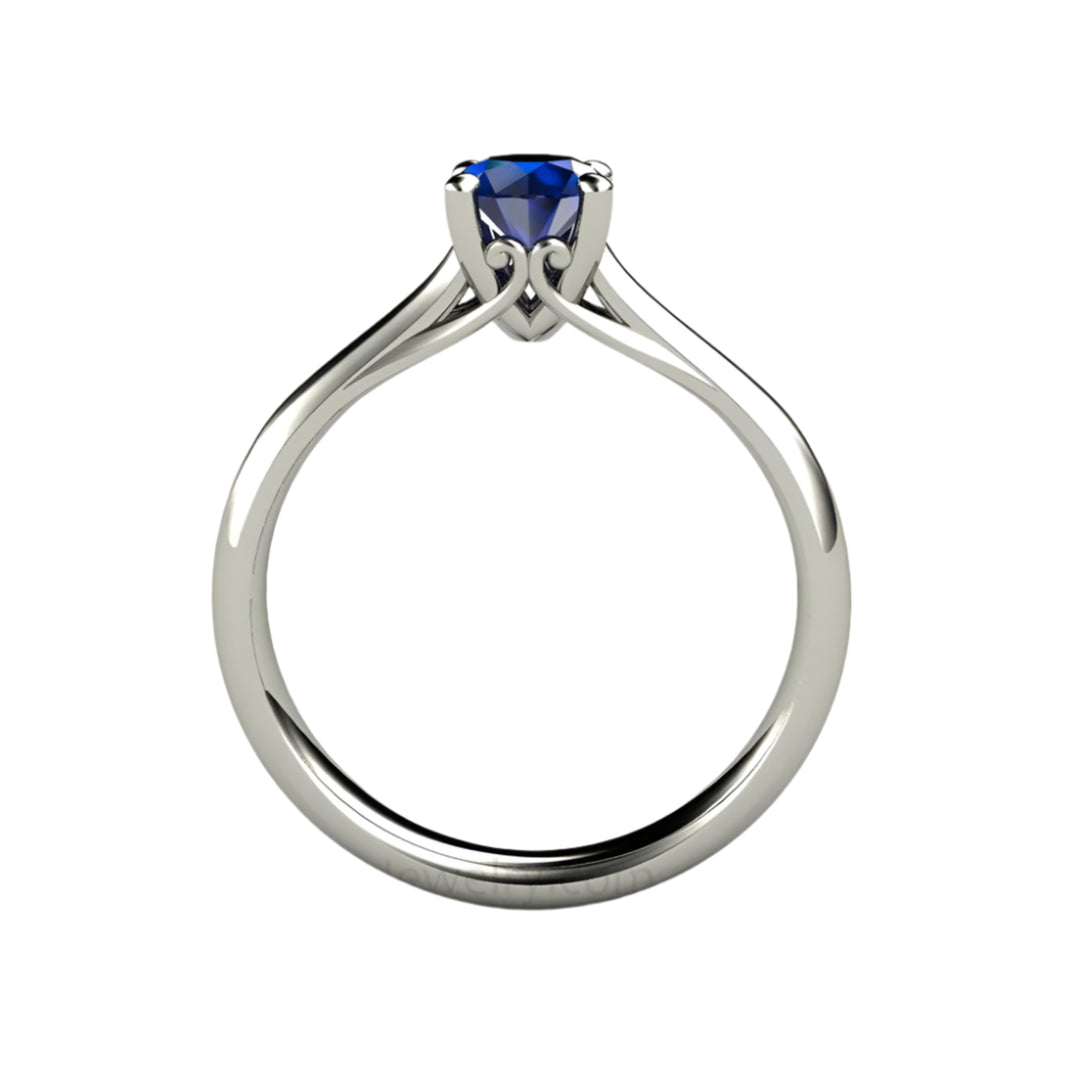 Ceylon Blue Sapphire Engagement Ring, Vintage Inspired Solitaire with Filigree in 14K or 18K Gold and Platinum | Rare Earth Jewelry