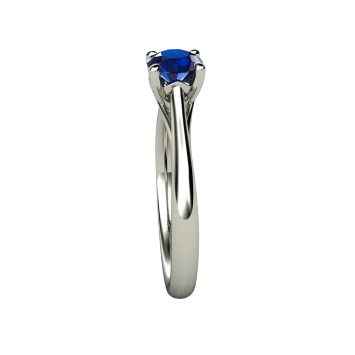 Side View Round Blue Sapphire Engagement Ring Vintage Filigree Solitaire | Rare Earth Jewelry