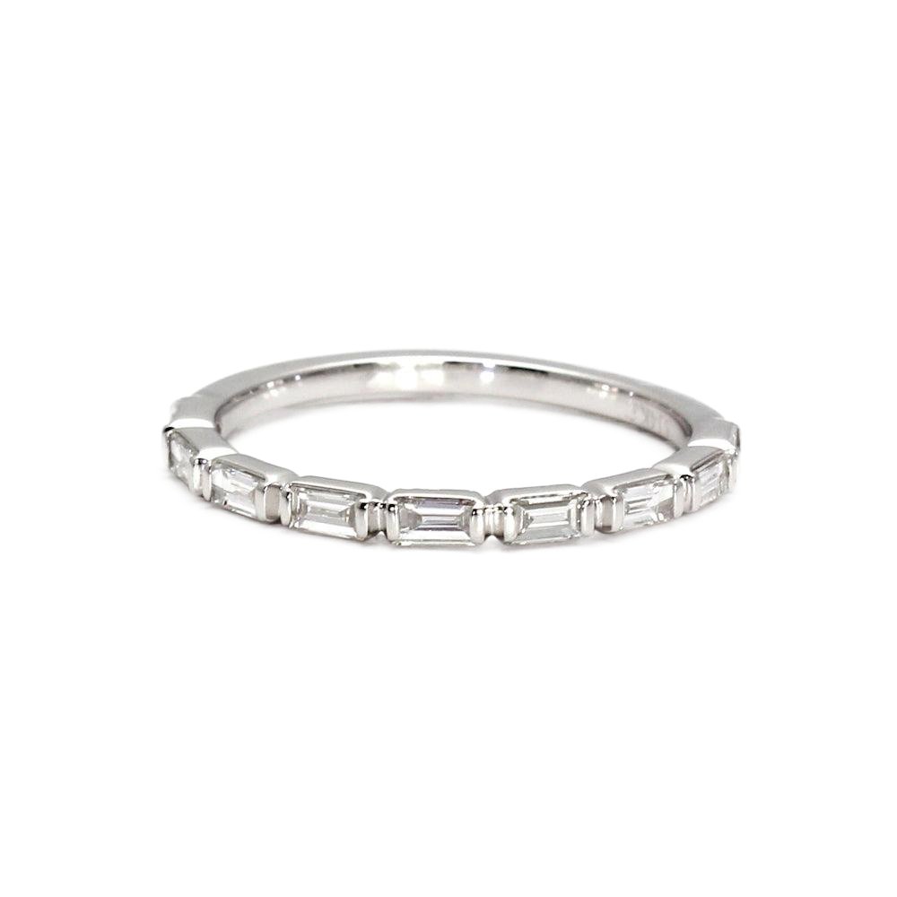 East West Diamond Baguette Band or Wedding Ring Stackable, Rare Earth Jewelry