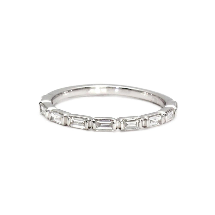 East West Diamond Baguette Band or Wedding Ring Stackable, Rare Earth Jewelry