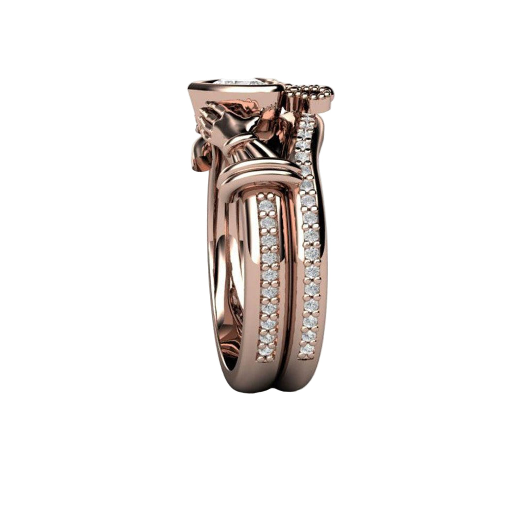 White Sapphire Claddagh Ring Irish Engagement Ring, Rare Earth Jewelry
