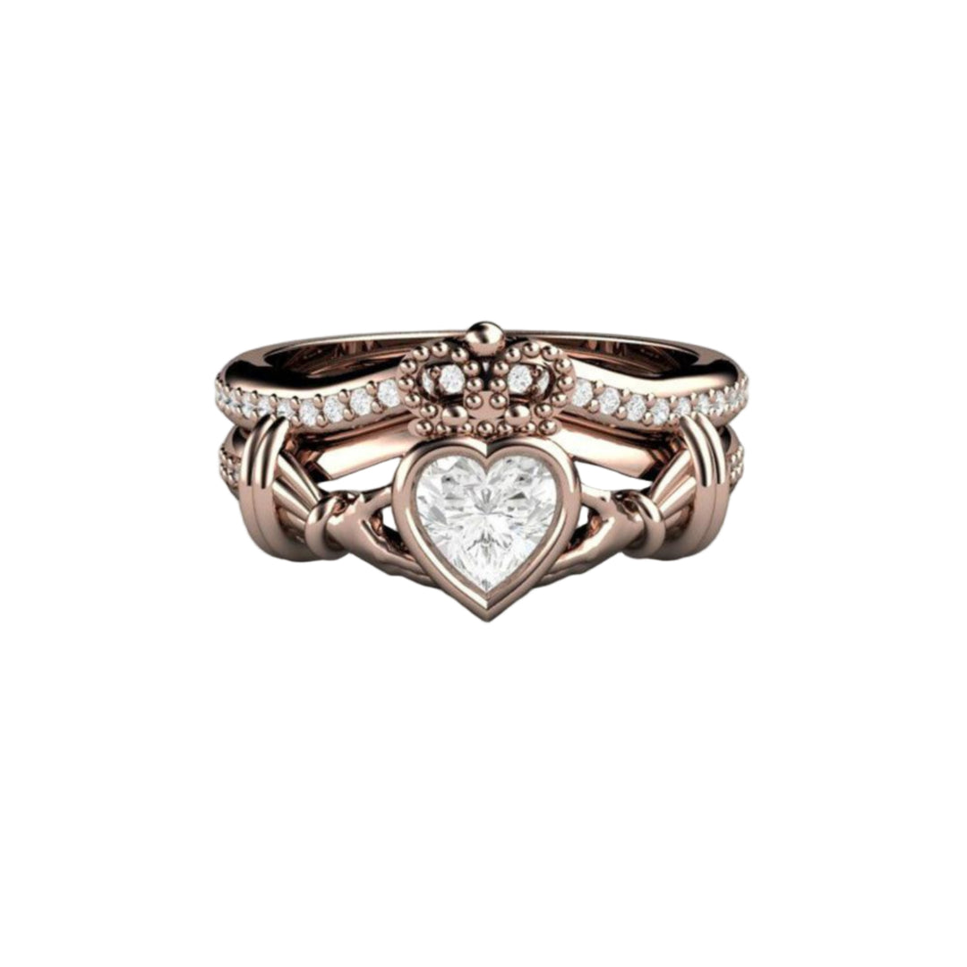 White Sapphire Claddagh Ring Irish Engagement Ring, Rare Earth Jewelry