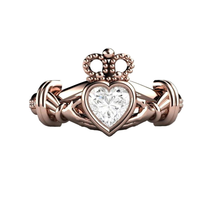 White Sapphire Claddagh Ring Irish Engagement Ring, Rare Earth Jewelry