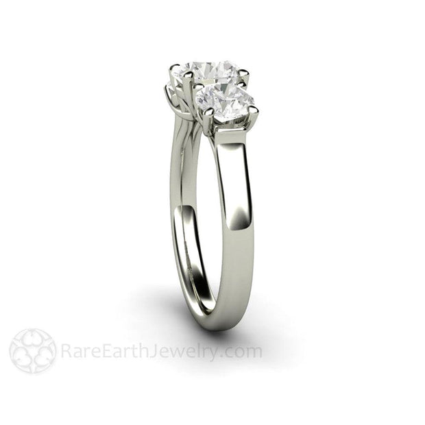 Woven Prong 3 Stone Forever One Moissanite Engagement Ring 18K White Gold - Engagement Only - Rare Earth Jewelry