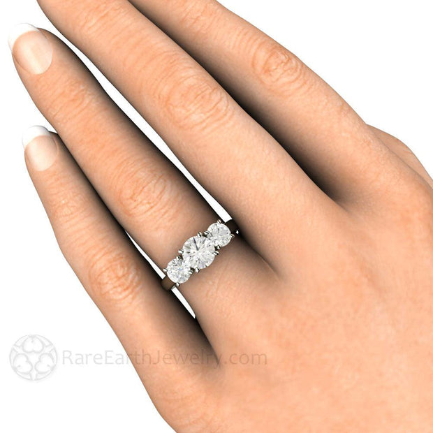 Woven Prong 3 Stone Forever One Moissanite Engagement Ring Platinum - Engagement Only - Rare Earth Jewelry