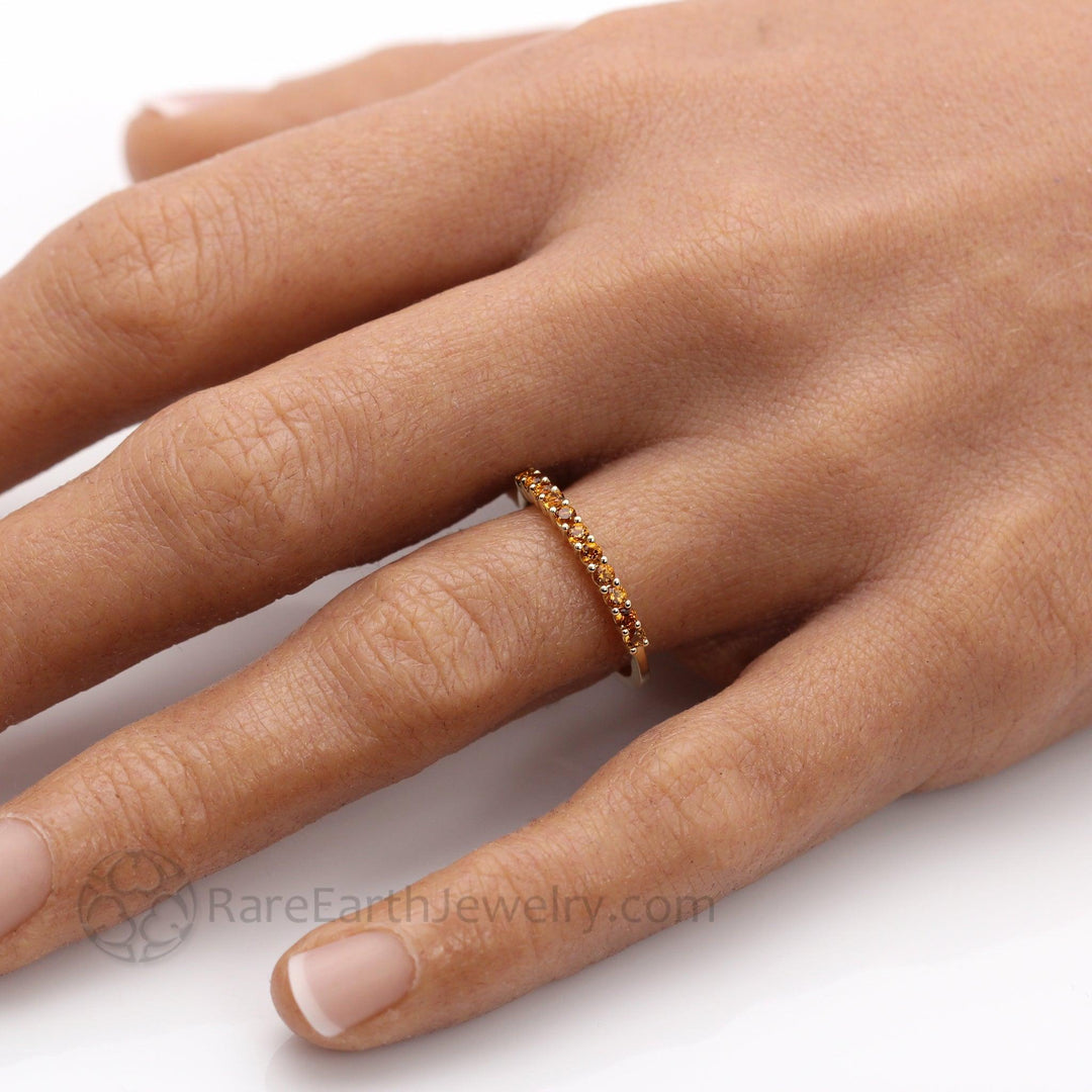 Yellow Citrine Stacking Ring | Natural Citrine Birthstone Band in 14K or 18K Gold, Rare Earth Jewelry