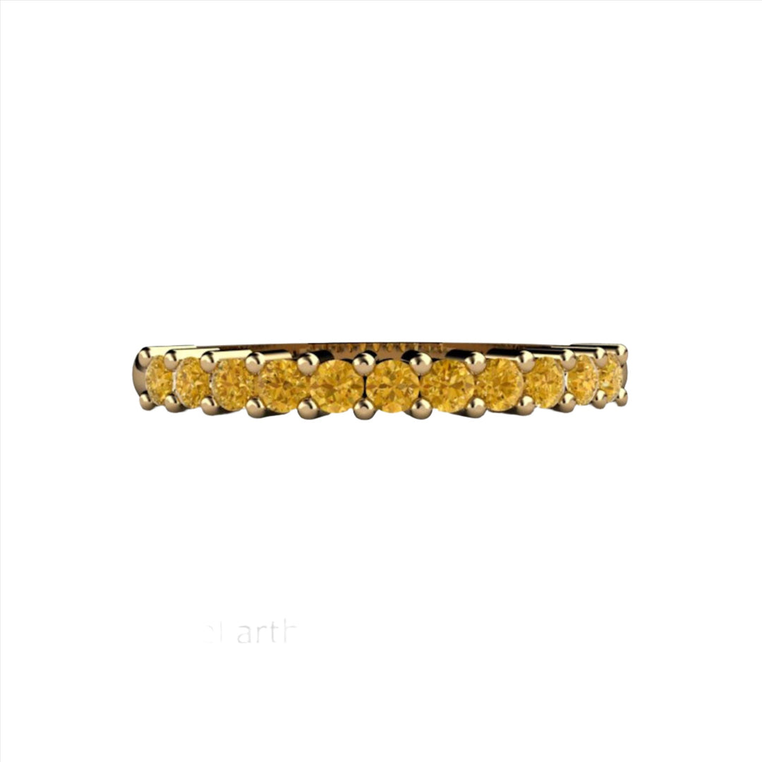 Yellow Diamond Band Wedding Ring or Stacking Ring, Rare Earth Jewelry