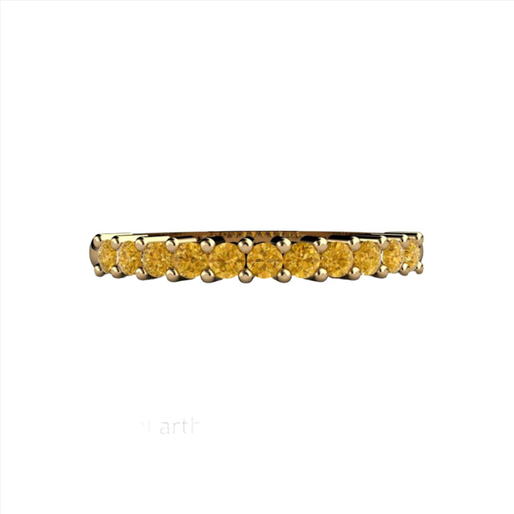 Yellow Diamond Band Wedding Ring or Stacking Ring, Rare Earth Jewelry