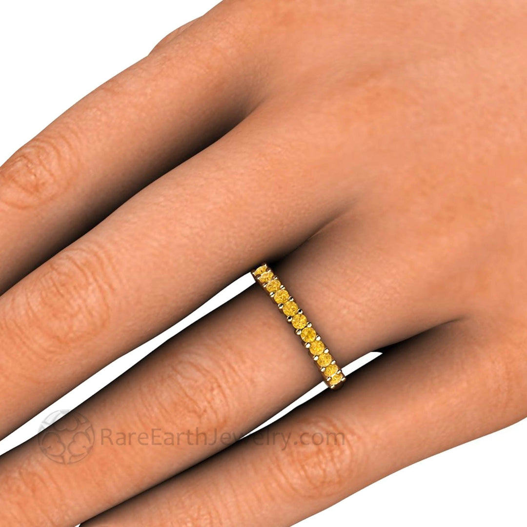 Yellow Diamond Band Wedding Ring or Stacking Ring, Rare Earth Jewelry