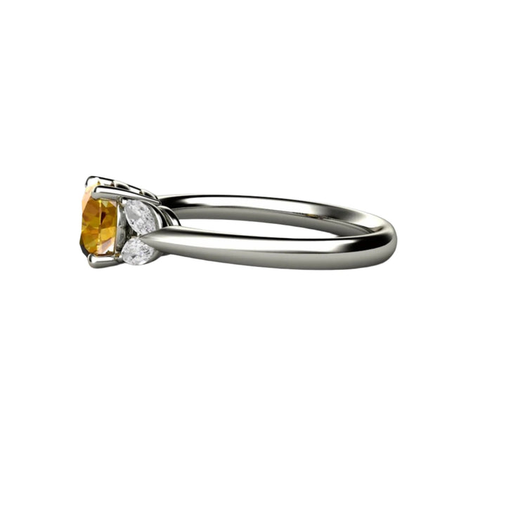 Yellow Sapphire Engagement Ring with Marquise Diamonds, Rare Earth Jewelry