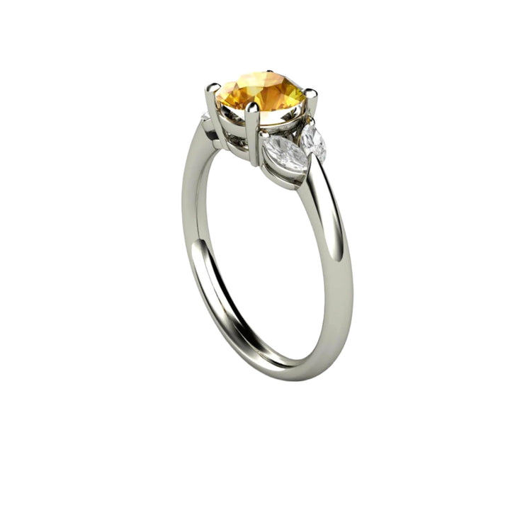 Yellow Sapphire Engagement Ring with Marquise Diamonds, Rare Earth Jewelry