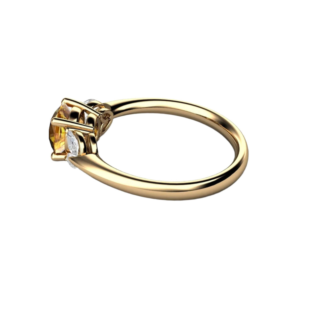 Yellow Sapphire Engagement Ring with Marquise Diamonds, Rare Earth Jewelry