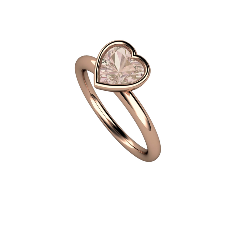 Bezel Set Morganite Engagement Ring Heart Cut Solitaire