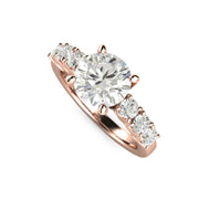 18K Rose Gold lab created diamond alternative engagement ring with  Charles & Colvard Moissanite