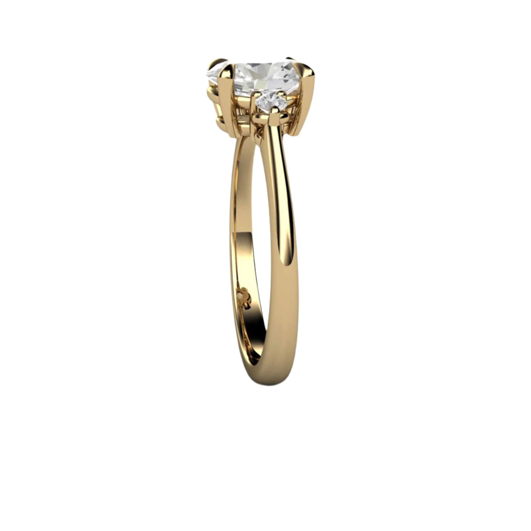 1ct Oval Lab Grown Diamond Engagement Ring 14K Yellow Gold, Side View