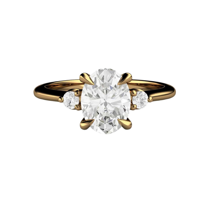 18K Yellow Gold Oval Lab Created Diamond Ring, Sustainable Engagement Ring