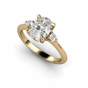 1ct Oval Lab Grown Diamond Engagement Ring 3 Stone Design with Claw Prongs on a Thin Band