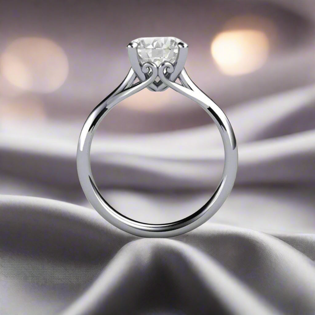 2 Carat Lab Grown Diamond Engagement Ring, Vintage Style Solitaire with Filigree | Rare Earth Jewelry
