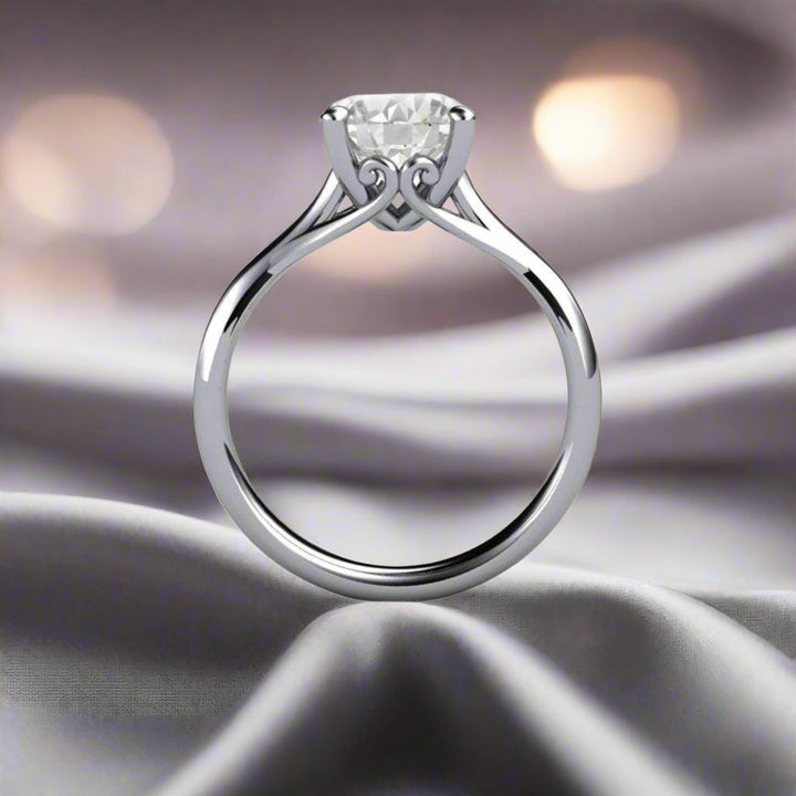 2 Carat Lab Grown Diamond Engagement Ring, Vintage Style Solitaire with Filigree | Rare Earth Jewelry