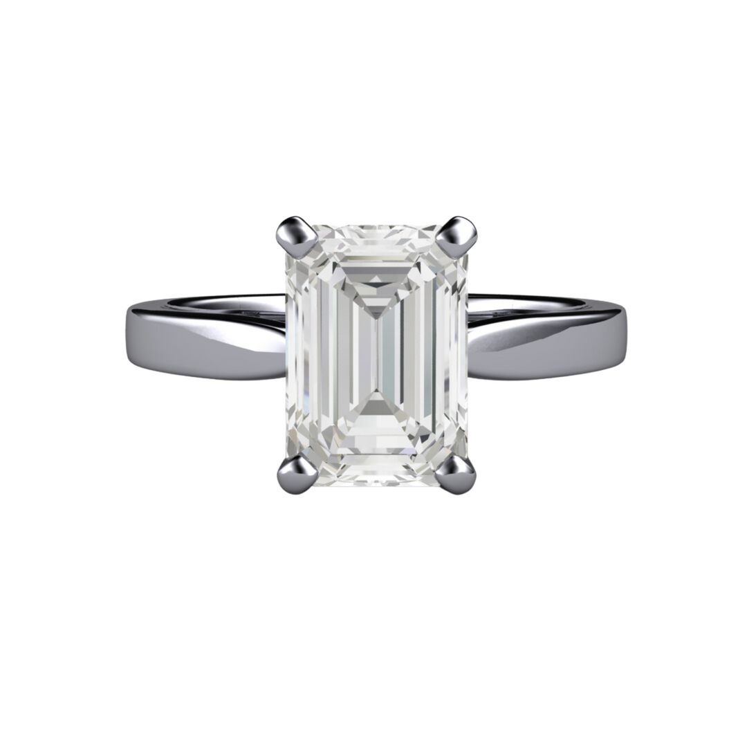 2ct emerald cut lab grown diamond solitaire engagement ring in Platinum - Rare Earth Jewelry.