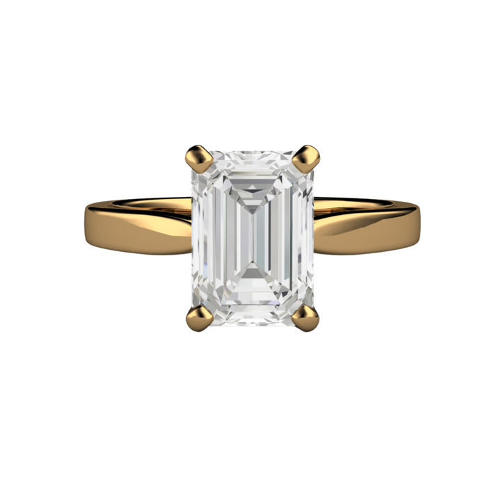 Certified lab grown diamond engagement ring emerald cut solitaire in 18K Yellow Gold - Rare Earth Jewelry