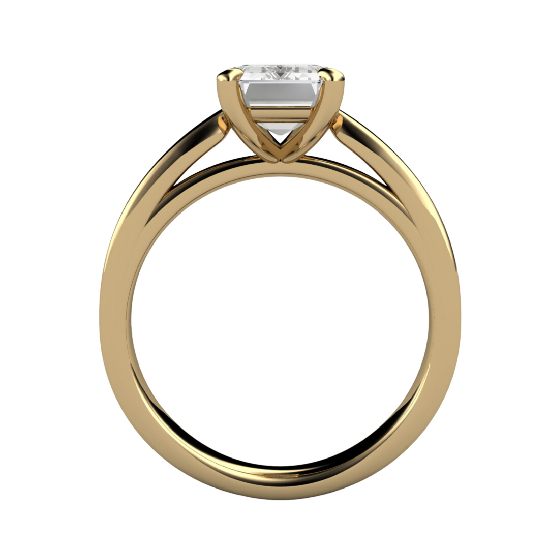 2 ct emerald cut lab grown diamond solitaire engagement ring classic solitaire - veiw thru the finger - Rare Earth Jewelry.