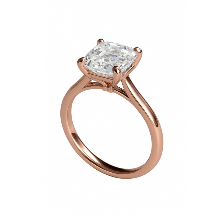 A 3 Carat Asscher Cut Lab Grown Diamond Engagement Ring in a 4 Prong Cathedral Solitaire Setting | Rare Earth Jewelry