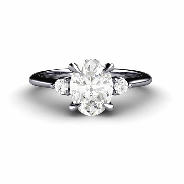 3 Stone Oval Diamond Ring in Platinum