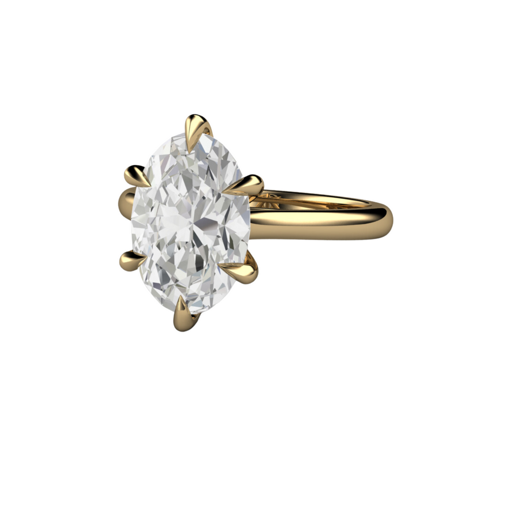 3 Carat Oval Lab Grown Diamond Engagement Ring, Elongated Oval Solitaire, IGI Certified Diamond, 14K Yellow Gold