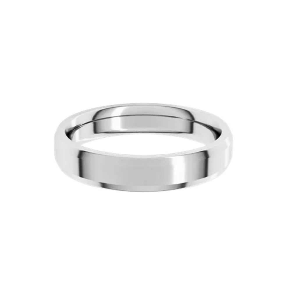 4mm Beveled Edge Wedding Band | 14K Gold Comfort Fit Wedding Ring for Men & Women, Rare Earth Jewelry