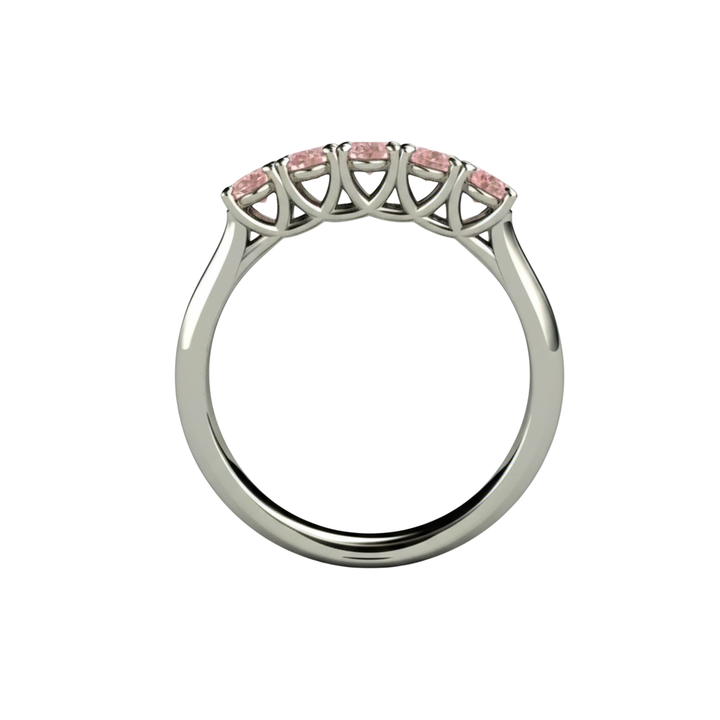 Five Stone Anniversary Band with Natural Pink Tourmaline and Woven Prongs, shown in White Gold | Rare Earth Jewelry