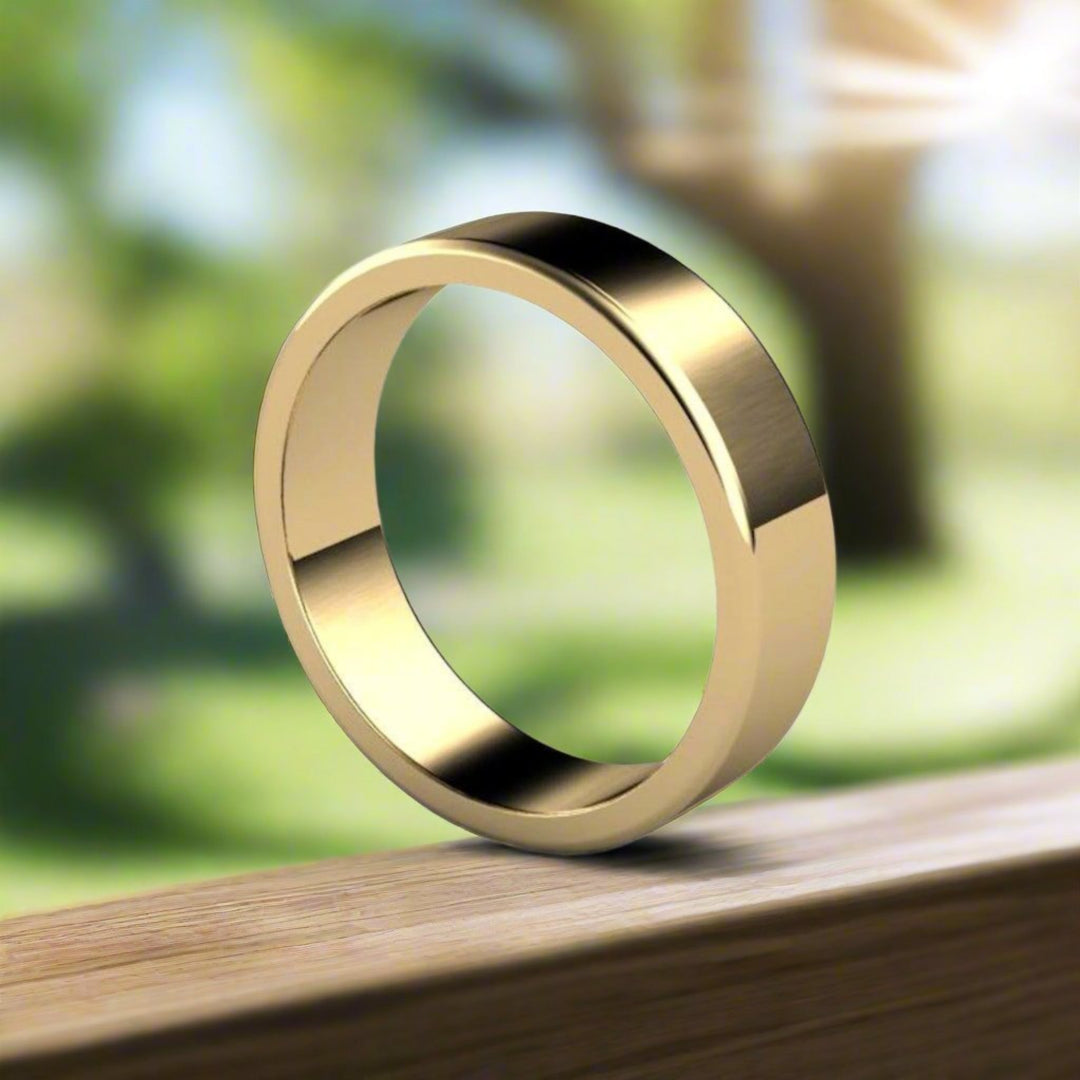 5mm Flat Comfort Fit Wedding Band 14K Gold Wedding Ring Men or Women