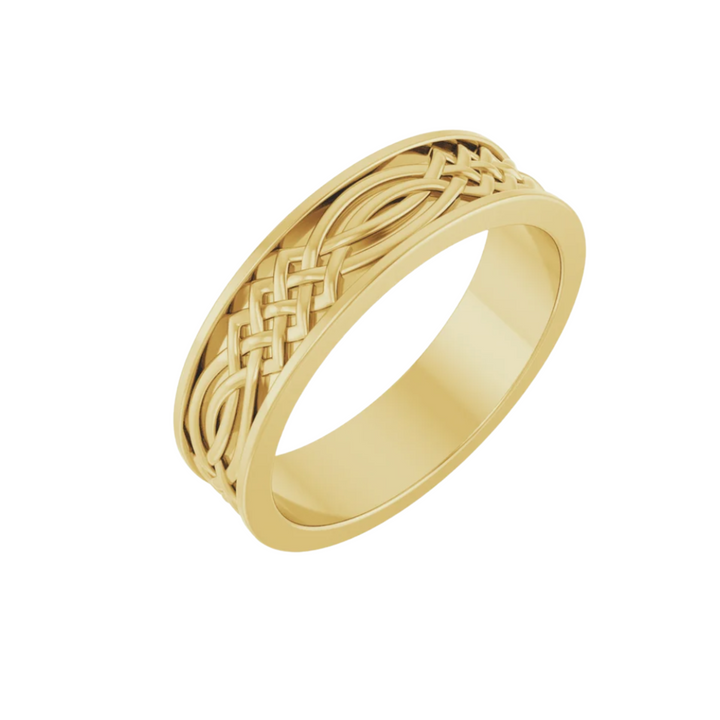6mm Celtic Knot Wedding Band | 14K Gold Irish Wedding Ring for Men & Women, Rare Earth Jewelry