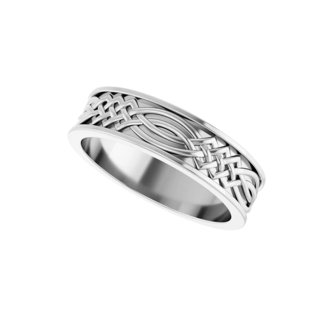 6mm Celtic Knot Wedding Band | 14K Gold Irish Wedding Ring for Men & Women, Rare Earth Jewelry