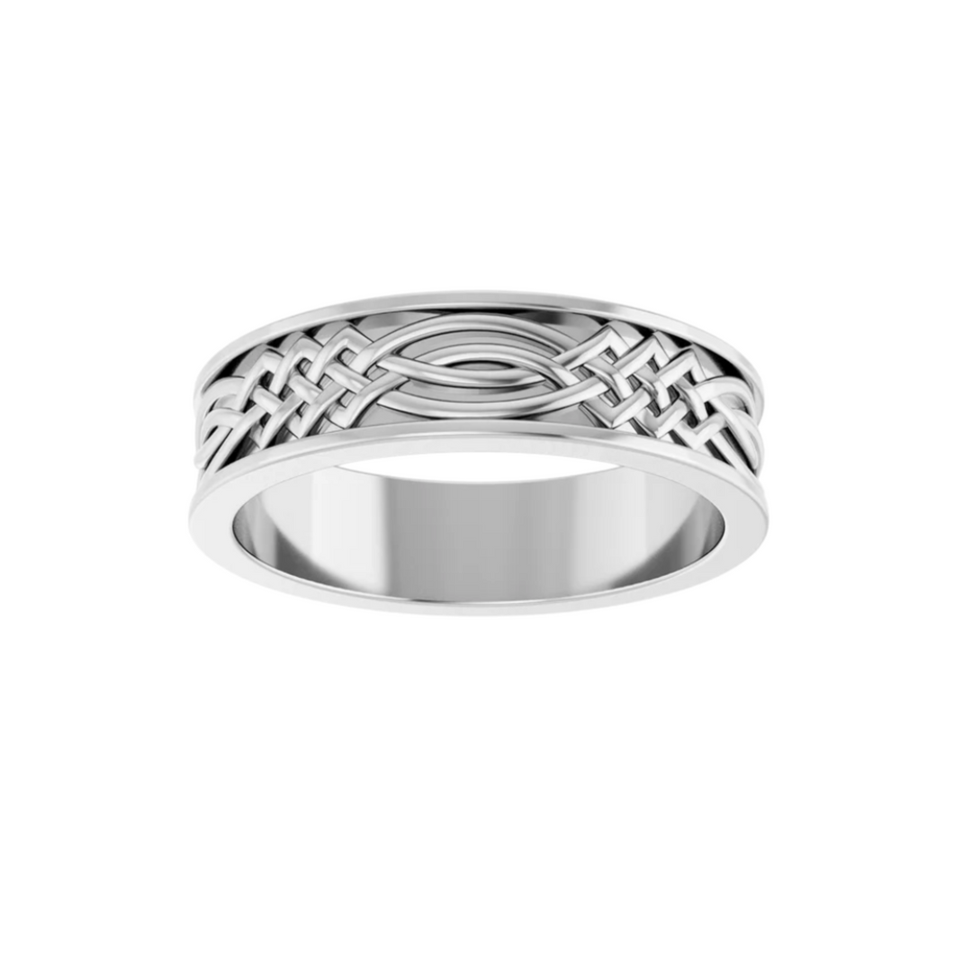 6mm Celtic Knot Wedding Band | Platinum Irish Wedding Ring for Men & Women, Rare Earth Jewelry