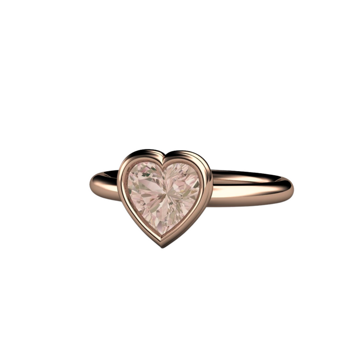 Bezel Set Morganite Engagement Ring Heart Cut Solitaire