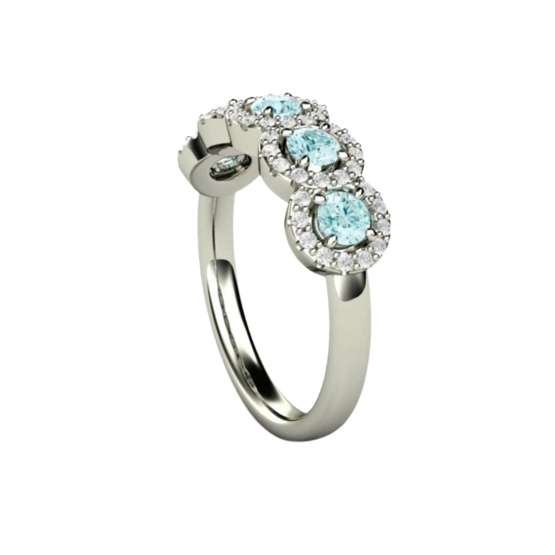 Aquamarine and Diamond Ring,  Unique Aquamarine Wedding Ring - Side View