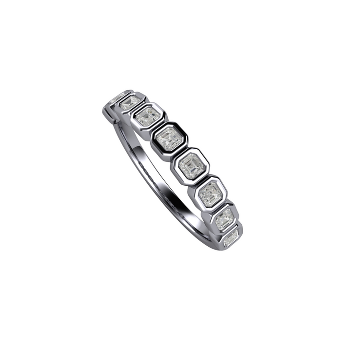 Asscher Cut Lab Grown Diamond Band | Modern Bezel Set Wedding  or Anniversary Band in 14K, 18K Gold or Platinum