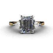 Emerald Cut Three Stone Ring with Moissanite