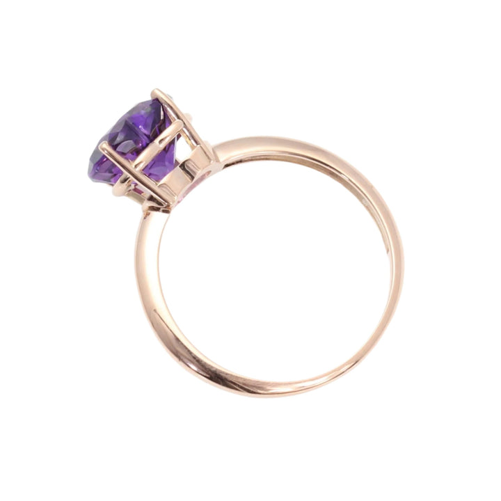 Amethyst Heart Ring in 14K or 18K Gold Viewed in Profile