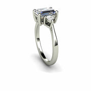 3 Stone Lab Grown Diamond Alternative Engagement Ring with Gray Moissanite