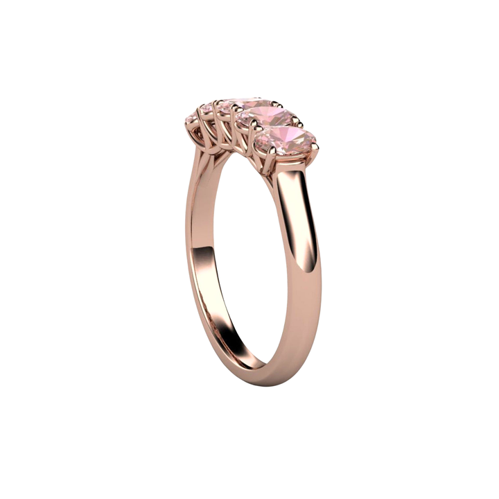 Oval Pink Tourmaline Band, Side View in Rose Gold | Rare Earth Jewelry