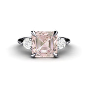 morganite and diamond ring in platinum, natural morganite engagement ring