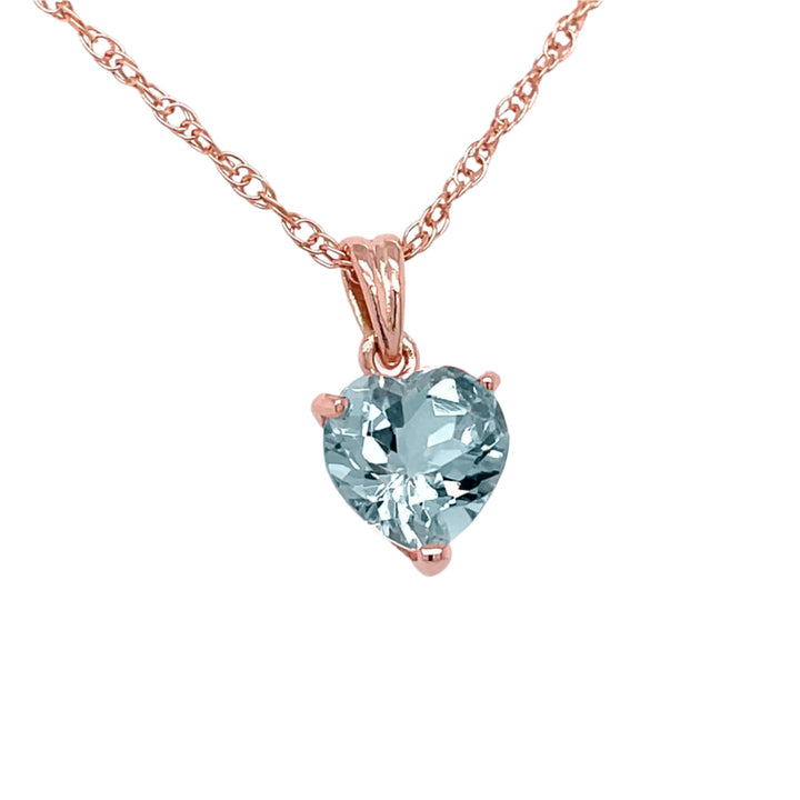 Natural Aquamarine Heart Necklace,  1.5 Carat Aquamarine Pendant in 14K Gold March Birthstone Jewelry