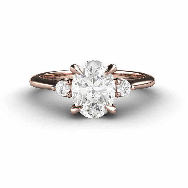 1ct Oval Lab Created Diamond Engagement Ring Three Stone Style